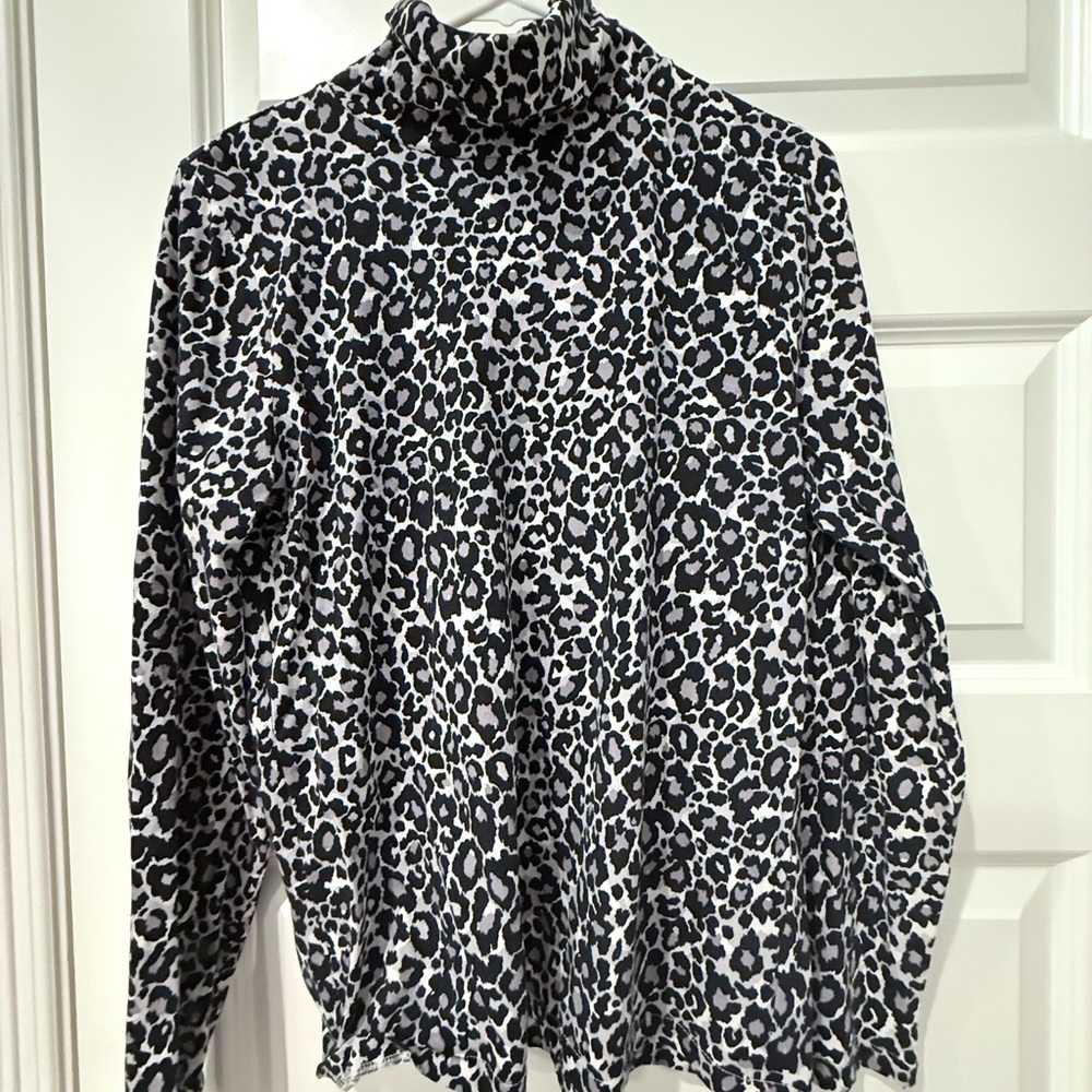 J. Crew Black and White Animal Print Turtleneck